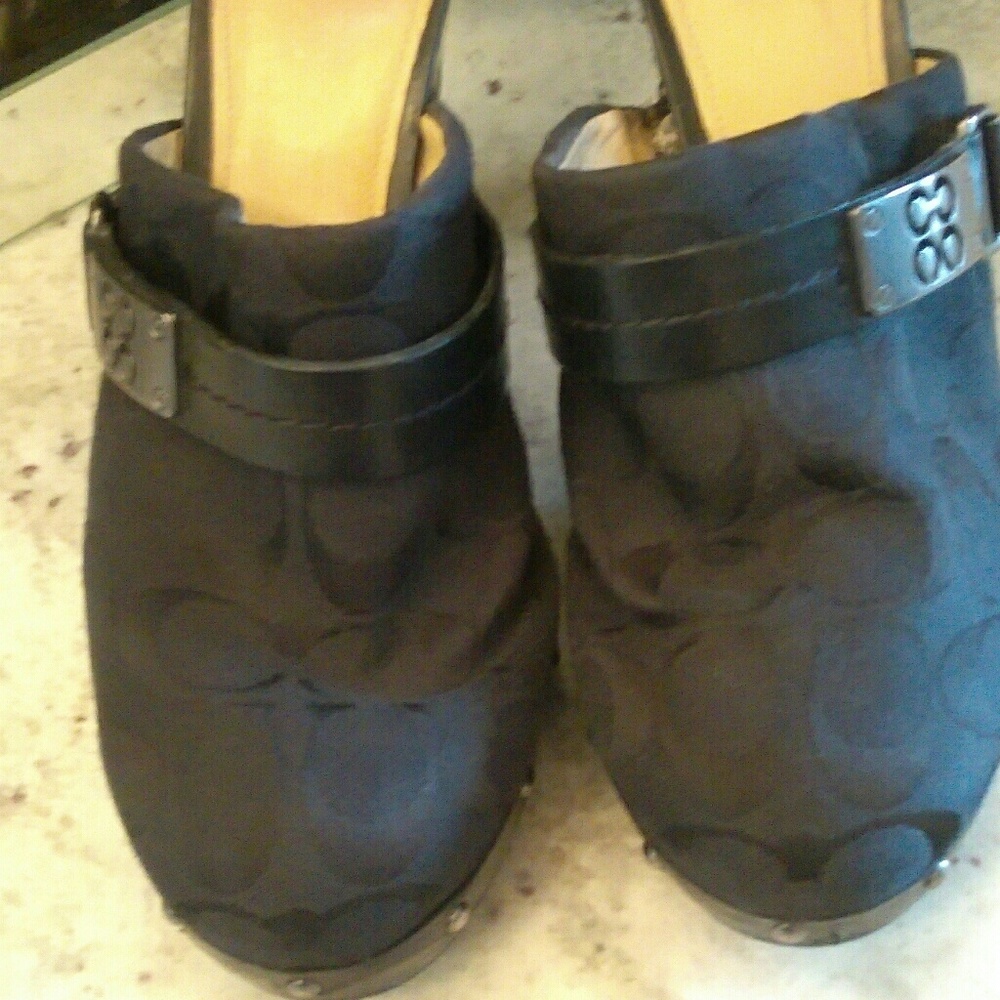 Authentic Coach Monogram Canvas Clogs - image 1